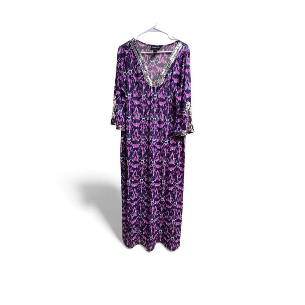 INC International Concepts Woman 0X Sheer Sequin Maxi Dress Cover Up